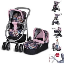 Knorr Toys® Puppenwagen Coco - "blue Flowers" Blau