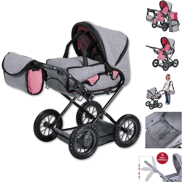 Knorr Toys® Puppenwagen Ruby - "jeans Grey" Grau 1 Knorr Toys® Puppenwagen Ruby - "jeans Grey" Grau