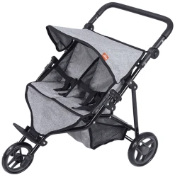 Knorr Toys® Zwillingspuppenwagen Duo - "jeans Grey" Grau