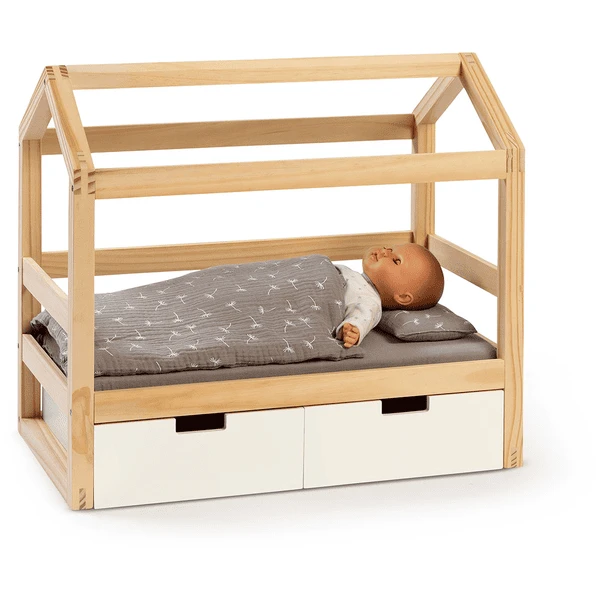 MUSTERKIND® Puppen-Hausbett Viola Natur/weiß 1 MUSTERKIND® Puppen-Hausbett Viola Natur/weiß