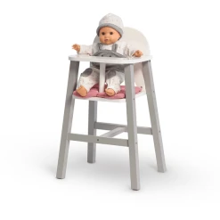 MUSTERKIND® Puppenhochstuhl Viola, Grau/weiß/altrosa